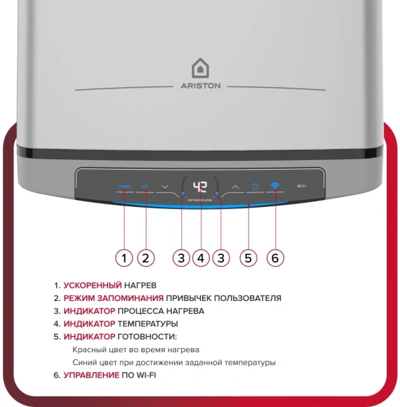Водонагреватель Ariston Velis Lux Inox PW ABSE WIFI 80 2.5кВт 80л электрический настенный/серый