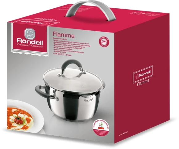 Кастрюля Rondell Flamme RDS-025 5.7л. d=24см (с крышкой) стальной