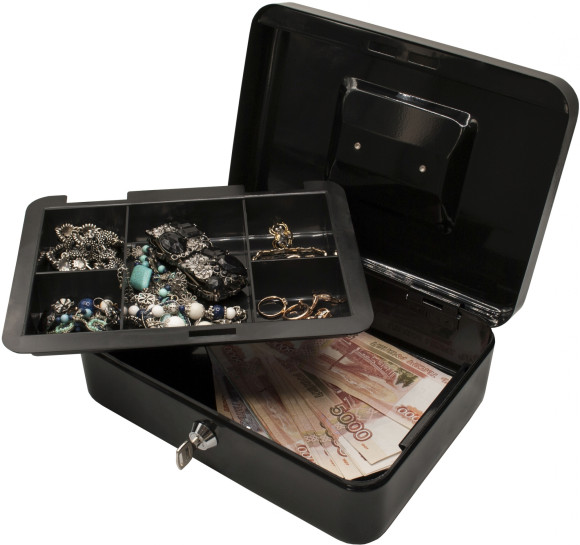 Ящик для денег Silwerhof 90x250x180 черный сталь 1.17кг Ящик для денег Silwerhof 90x250x180 черный сталь 1.17кг