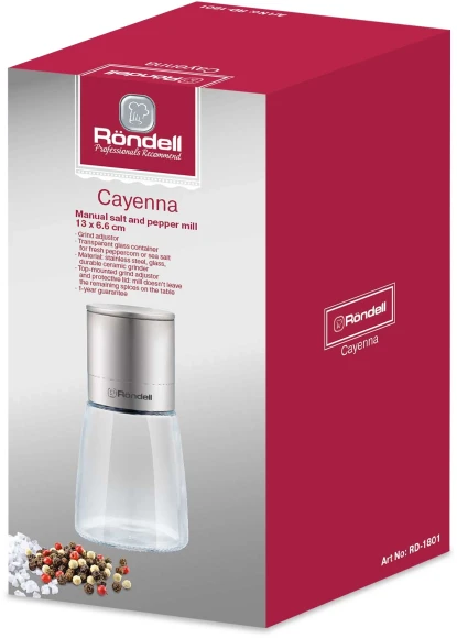 Мельница для перца/соли Rondell Cayenna RD-1801 стальной упак.:подарочная коробка Мельница для перца/соли Rondell Cayenna RD-1801 стальной упак.:подарочная коробка