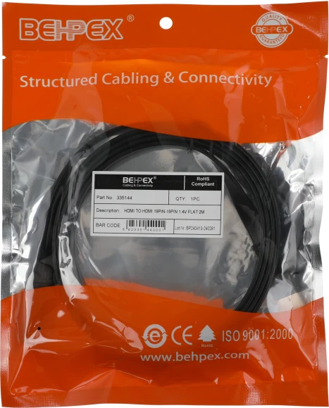 Кабель аудио-видео High Speed ver.1.4 Flat HDMI (m)/HDMI (m) 2м. черный Кабель аудио-видео High Speed ver.1.4 Flat HDMI (m)/HDMI (m) 2м. черный