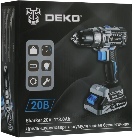 Дрель-шуруповерт Deko Sharker 20V аккум. патрон:быстрозажимной (063-4037)