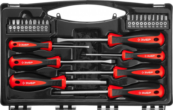 Набор отверток Зубр Мастер 25027 в компл.:27 предметов жесткий кейс Набор отверток Зубр Мастер 25027 в компл.:27 предметов жесткий кейс