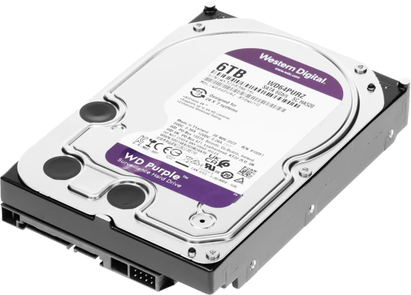 Жесткий диск WD SATA-III 6TB WD64PURZ Surveillance Purple (5400rpm) 256Mb 3.5"