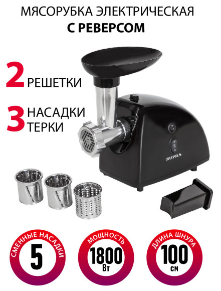 Мясорубка Supra MGS-1806T 1800Вт черный