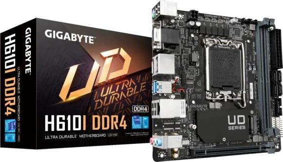 Материнская плата Gigabyte H610I DDR4 Soc-1700 Intel H610 2xDDR4 mini-ITX AC`97 8ch(7.1) GbLAN+VGA+HDMI+DP Материнская плата Gigabyte H610I DDR4 Soc-1700 Intel H610 2xDDR4 mini-ITX AC`97 8ch(7.1) GbLAN+VGA+HDMI+DP