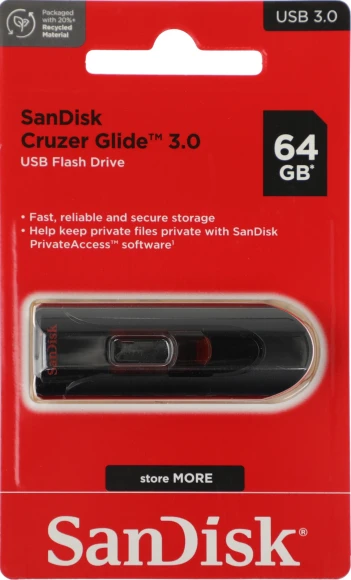 Флеш Диск Sandisk 64Gb Cruzer Glide SDCZ600-064G-G35 USB3.0 черный Флеш Диск Sandisk 64Gb Cruzer Glide SDCZ600-064G-G35 USB3.0 черный