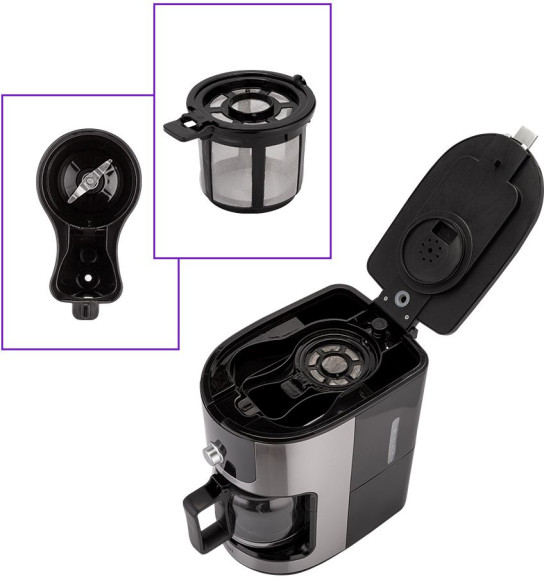 Кофемашина Kitfort КТ-782 1050Вт нержавеющая сталь/черный