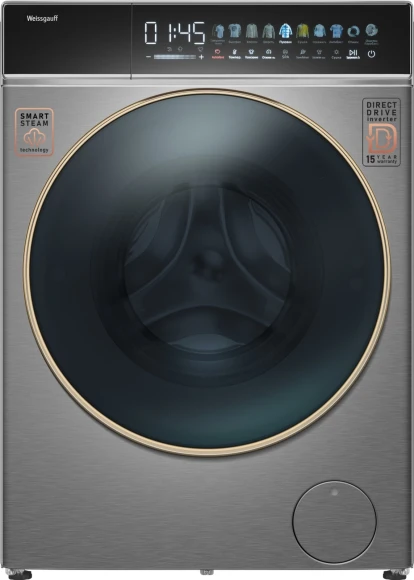 Стиральная машина Weissgauff WMD 58411 Direct Drive Inverter Premium Steam Stee класс: B загр.фронтальная макс.:11кг (с сушкой) нержавеющая сталь инвертор