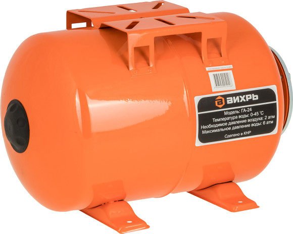 Гидроаккумулятор Вихрь ГА-24 24л 6бар оранжевый (68/6/1) Гидроаккумулятор Вихрь ГА-24 24л 6бар оранжевый (68/6/1)
