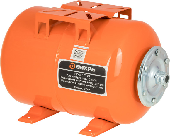 Гидроаккумулятор Вихрь ГА-24 24л 6бар оранжевый (68/6/1) Гидроаккумулятор Вихрь ГА-24 24л 6бар оранжевый (68/6/1)