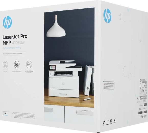 МФУ лазерный HP LaserJet Pro 4103dw (2Z627A) A4 Duplex Net WiFi белый