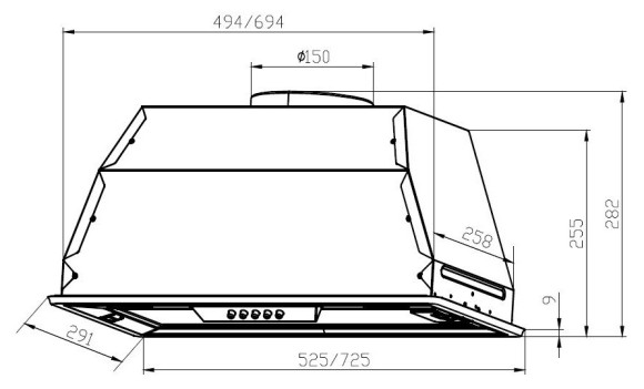 Вытяжка встраиваемая Lex GS Bloc P 900 IV слоновая кость управление: кнопочное (1 мотор)