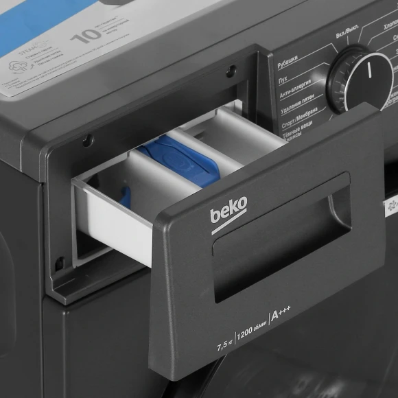 Стиральная машина Beko WSPE7H616A класс: A загр.фронтальная макс.:7.5кг антрацит инвертор