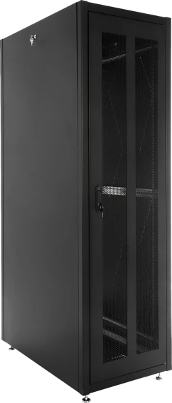 Шкаф серверный ЦМО (ШТК-Э-42.6.10-44АА-9005) напольный 42U 600x1000мм пер.дв.перфор. 2 бок.пан. задн.дв.перфор. направл.под закл.гайки 710кг черный 915мм 105кг 120град. 1987мм IP20 металл