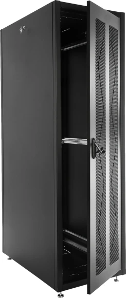 Шкаф серверный ЦМО (ШТК-Э-42.6.10-44АА-9005) напольный 42U 600x1000мм пер.дв.перфор. 2 бок.пан. задн.дв.перфор. направл.под закл.гайки 710кг черный 915мм 105кг 120град. 1987мм IP20 металл