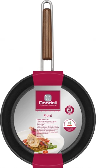 Сковорода Rondell Fjord RDA-1794 круглая 24см покрытие: Xylan Plus ручка несъемная (без крышки) черный