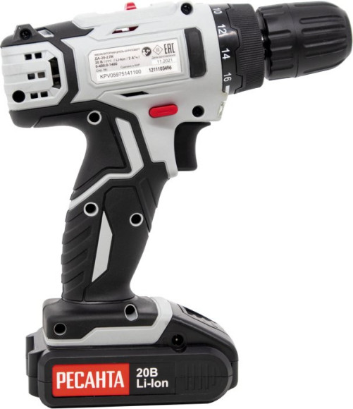 Дрель-шуруповерт Ресанта ДА-20-2ЛК аккум. патрон:быстрозажимной (кейс в комплекте) (75/14/11) Дрель-шуруповерт Ресанта ДА-20-2ЛК аккум. патрон:быстрозажимной (кейс в комплекте) (75/14/11)