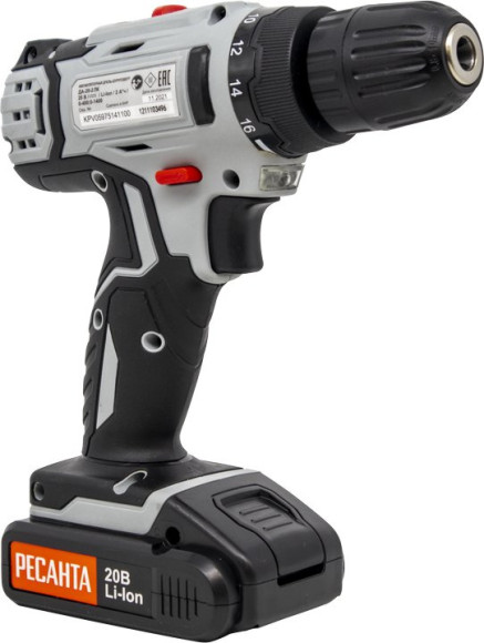 Дрель-шуруповерт Ресанта ДА-20-2ЛК аккум. патрон:быстрозажимной (кейс в комплекте) (75/14/11) Дрель-шуруповерт Ресанта ДА-20-2ЛК аккум. патрон:быстрозажимной (кейс в комплекте) (75/14/11)