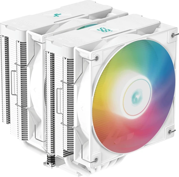 Устройство охлаждения(кулер) Deepcool AG620 Digital ARGB Soc-AM5/AM4/1200/1700/1851 белый 4-pin 29.4dB Al+Cu LCD 260W 1370gr Ret (R-AG620-WHADMN-G-2)
