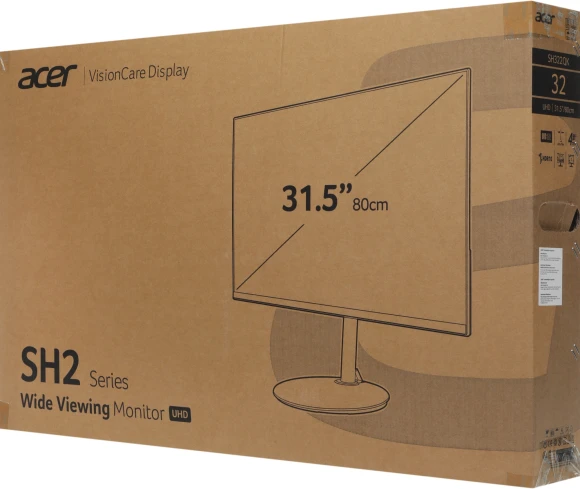 Монитор Acer 31.5" SH322QKbmiiphx черный VA LED 4ms 16:9 HDMI M/M матовая HAS Piv 250cd 178гр/178гр 3840x2160 60Hz FreeSync DP WQ HD 2K (1440p) 7.49кг