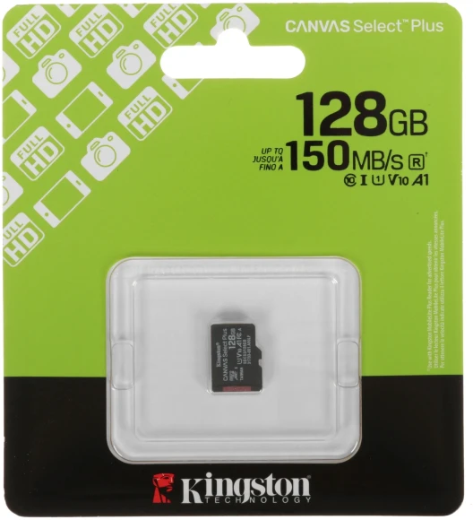 Флеш карта microSDXC 128GB Kingston SDCS3/128GBSP Canvas Select Plus V10 A1 w/o adapter