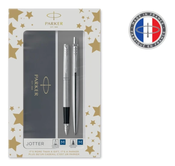 Набор ручек Parker Jotter Core FK61 (2093258) Stainless Steel CT сталь нержавеющая подар.кор. ручка перьевая, ручка шариковая