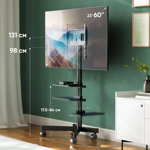 Стойка для телевизора Onkron TS1137 черный 23"-60" макс.45кг напольный мобильный Стойка для телевизора Onkron TS1137 черный 23"-60" макс.45кг напольный мобильный