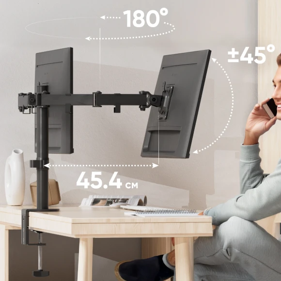 Кронштейн для мониторов Onkron D221E черный 13"-32" макс.16кг настольный поворот и наклон Кронштейн для мониторов Onkron D221E черный 13"-32" макс.16кг настольный поворот и наклон