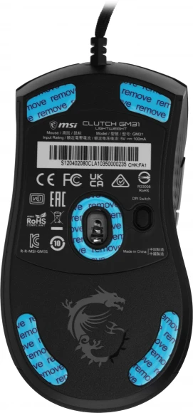 Мышь MSI Clutch GM31 Lightweight черный оптическая 12000dpi USB 4but (S12-0402080-CLA)