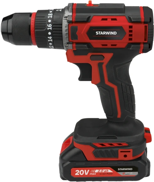 Дрель-шуруповерт Starwind CD20-2.0/2.0hS1 40Вт аккум. патрон:быстрозажимной (кейс в комплекте)