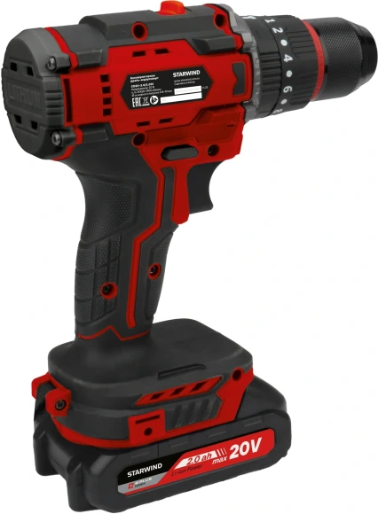 Дрель-шуруповерт Starwind CD20-2.0/2.0hS1 40Вт аккум. патрон:быстрозажимной (кейс в комплекте)