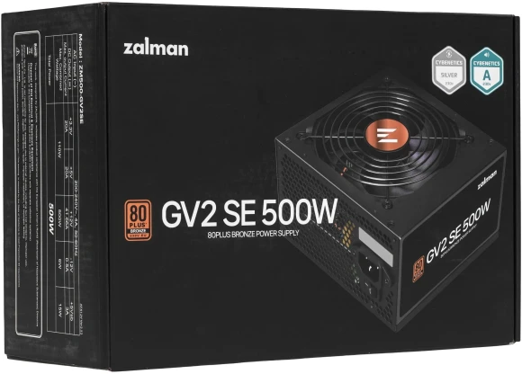 Блок питания Zalman ATX 500W ZM500-GV2SE 80+ bronze (20+4pin) 120mm fan 6xSATA RTL