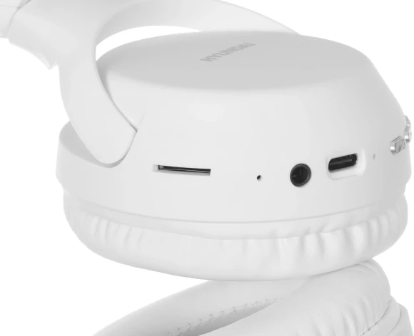 Гарнитура накладные Hyundai H-HP101 белый беспроводные bluetooth оголовье