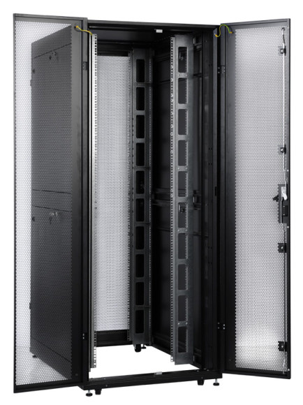 Шкаф серверный ЦМО (ШТК-СП-42.8.10-48АА-9005) напольный 42U 800x930мм пер.дв.перфор. задн.дв.перфор.2-хст. 2 бок.пан. 1350кг черный 690мм 180град. 1950мм