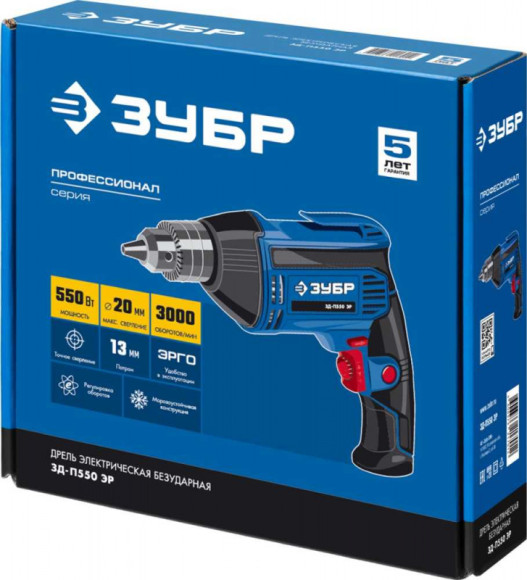 Дрель безударная Зубр ЗД-П550 ЭР 550Вт ключевой реверс Дрель безударная Зубр ЗД-П550 ЭР 550Вт ключевой реверс