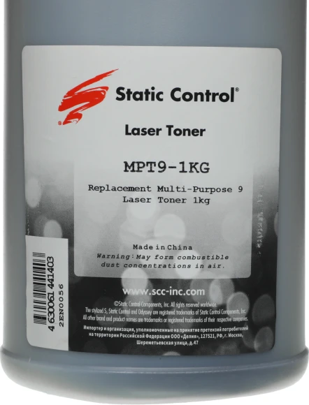 Тонер Static Control MPT9-1KG черный флакон 1000гр. для принтера HP LJ Pro PM401/ P2055/P3005/P3015