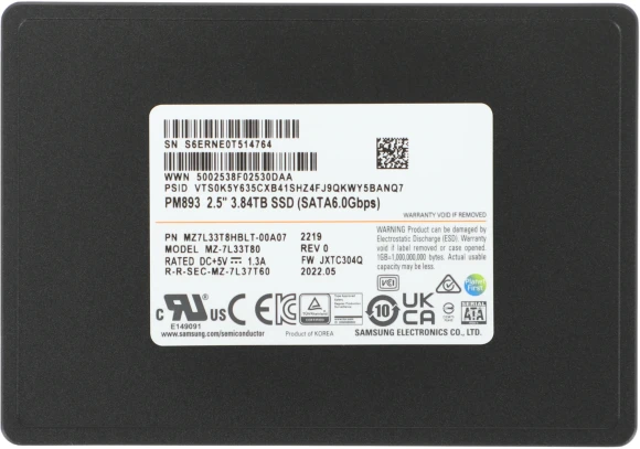 Накопитель SSD Samsung SATA-III 3.84TB MZ7L33T8HBLT-00A07 PM893 2.5" 1 DWPD OEM