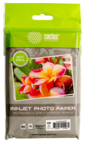Фотобумага Cactus CS-GA620050ED A6/200г/м2/50л./белый глянцевое для струйной печати Фотобумага Cactus CS-GA620050ED A6/200г/м2/50л./белый глянцевое для струйной печати