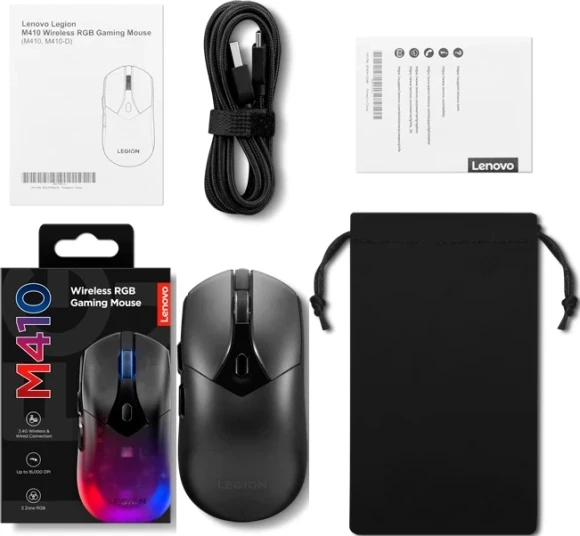 Мышь Lenovo Legion M410 Wireless RGB Gaming черный оптическая 16000dpi беспров. BT/Radio USB 5but (GY51P83012)
