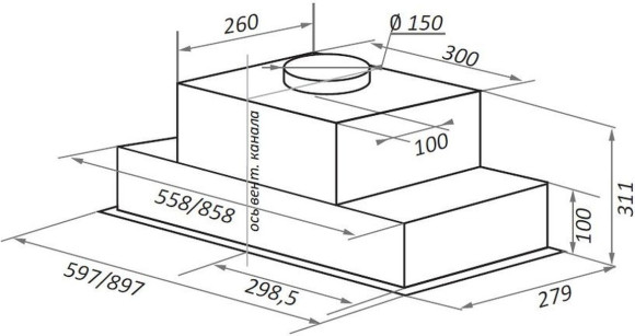 Вытяжка встраиваемая Maunfeld Fantasy Light 60 черный управление: сенсорное (1 мотор)