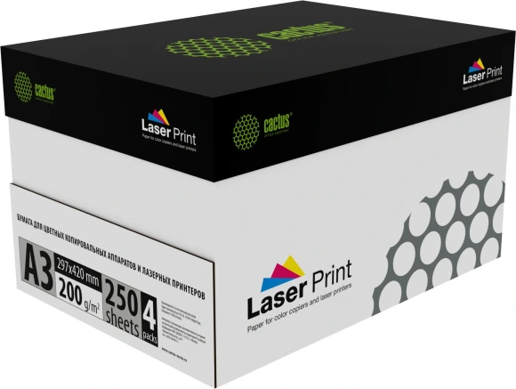 Бумага Cactus CS-LPA3200250 A3 марка A/200г/м2/250л./белый CIE170% для лазерной печати Бумага Cactus CS-LPA3200250 A3 марка A/200г/м2/250л./белый CIE170% для лазерной печати