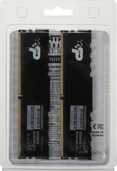 Память DDR5 2x32GB 4800MHz Patriot PSP564G4800KH1 Signature Premium RTL PC5-38400 CL40 DIMM 288-pin 1.1В kit single rank с радиатором Ret