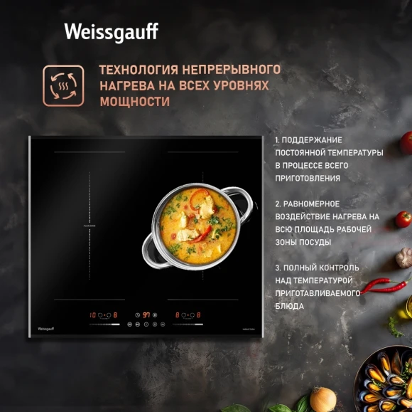 Индукционная варочная поверхность Weissgauff HI 642 Bfzg черный Индукционная варочная поверхность Weissgauff HI 642 Bfzg черный