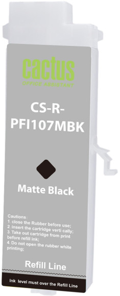 Картридж перезаправляемый струйный Cactus CS-R-PFI107MBK черный матовый (260мл) для Canon imageProGRAF iPF670/680/685/770/780/785 без чипа