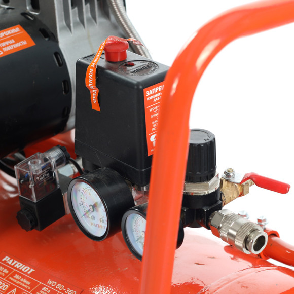 Компрессор поршневой Patriot WO 80-360 безмасляный 80л 2200Вт оранжевый Компрессор поршневой Patriot WO 80-360 безмасляный 80л 2200Вт оранжевый