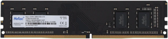 Память DDR4 8Gb 2666MHz Netac NTBSD4P26SP-08 Basic RTL PC4-21300 CL19 DIMM 288-pin 1.2В single rank Ret Память DDR4 8Gb 2666MHz Netac NTBSD4P26SP-08 Basic RTL PC4-21300 CL19 DIMM 288-pin 1.2В single rank Ret