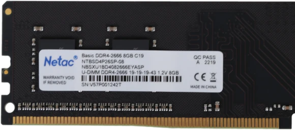 Память DDR4 8Gb 2666MHz Netac NTBSD4P26SP-08 Basic RTL PC4-21300 CL19 DIMM 288-pin 1.2В single rank Ret Память DDR4 8Gb 2666MHz Netac NTBSD4P26SP-08 Basic RTL PC4-21300 CL19 DIMM 288-pin 1.2В single rank Ret