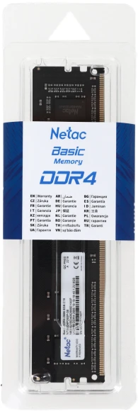 Память DDR4 8Gb 2666MHz Netac NTBSD4P26SP-08 Basic RTL PC4-21300 CL19 DIMM 288-pin 1.2В single rank Ret Память DDR4 8Gb 2666MHz Netac NTBSD4P26SP-08 Basic RTL PC4-21300 CL19 DIMM 288-pin 1.2В single rank Ret