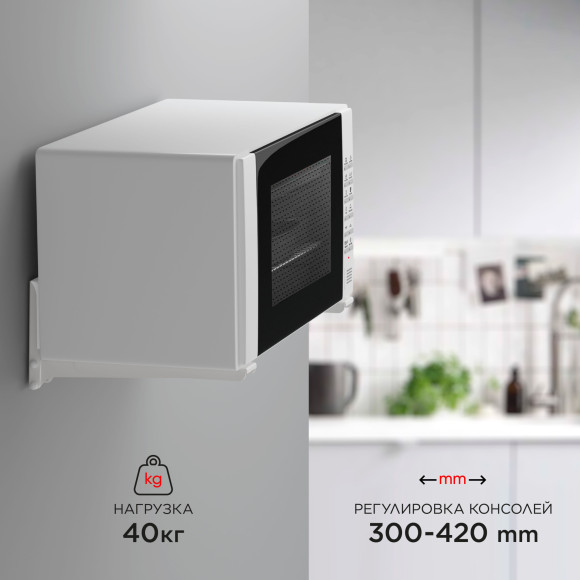 Кронштейн для СВЧ Holder MWS-2003 белый макс.40кг настенный фиксированный Кронштейн для СВЧ Holder MWS-2003 белый макс.40кг настенный фиксированный